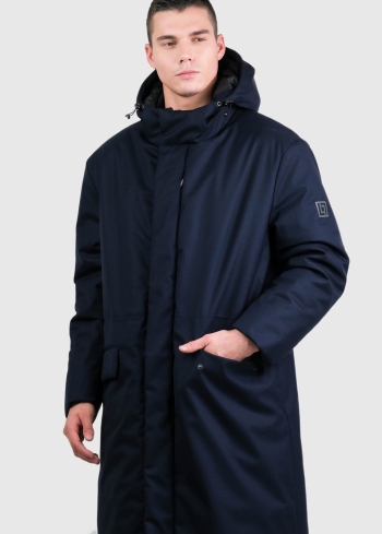 Erminio dark blue men's elongated parka