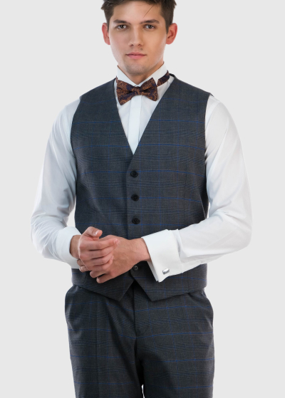 Livio dark grey classic checkered vest