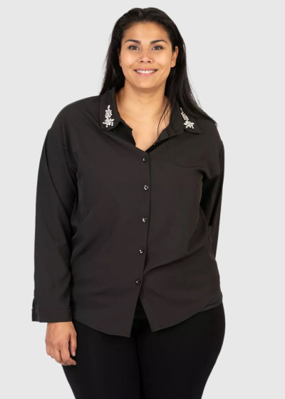Amedea Plus Size black women's appliqued shirt