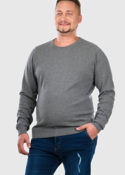 Ettore Plus Size grey men's round neck sweater