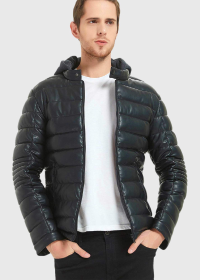 Black men's faux leather jacket