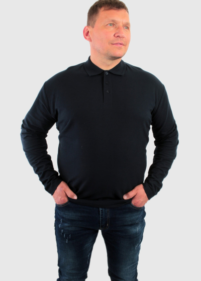 Vincenzo dark blue men's Polo Shirt  with long sleeves