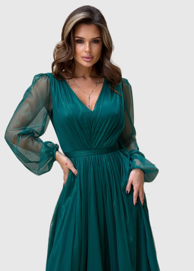 Olga green evening dress