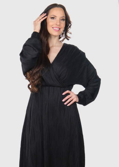 Alberta black long evening dress