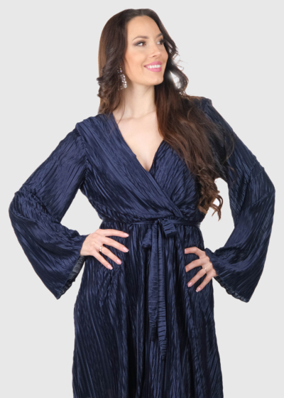 Agrippina dark blue evening dress with belt