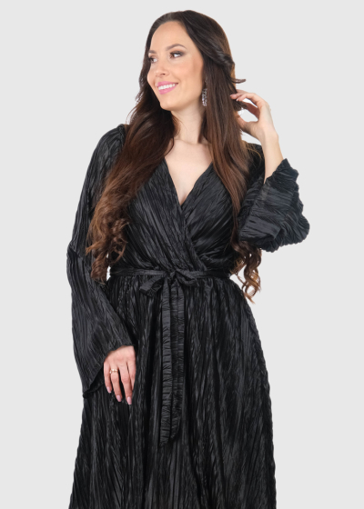 Agrippina black evening dress with belt