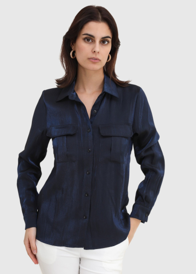 Diletta dark-blue shirt with pockets