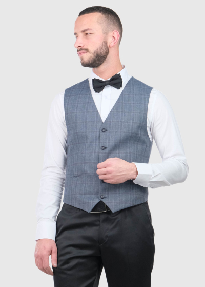 Giacobbe blue checkered classic vest