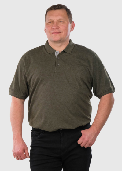 Rocco Plus Size khaki men's Polo Shirt with pocket