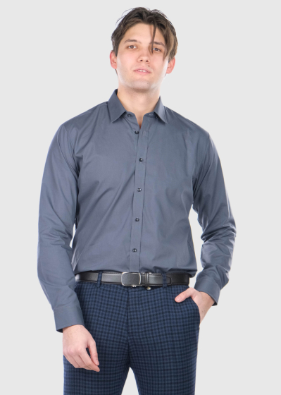 Berlinghiero Slim Fit темно-серая мужская рубашка