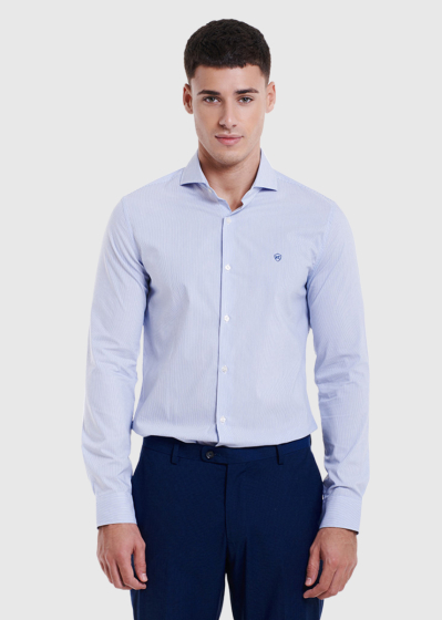Nardo Slim Fit gaiši zils vīriešu strīpains krekls